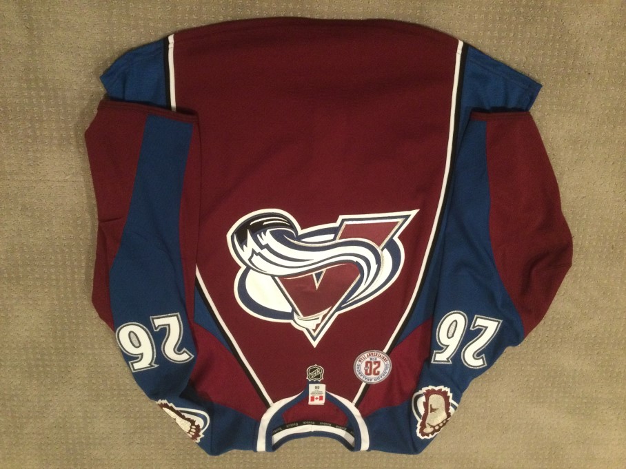 W-GLACIER-NWT-S PETER FORSBERG COLORADO AVALANCHE 1996 CUP PATCH REEBOK  JERSEY